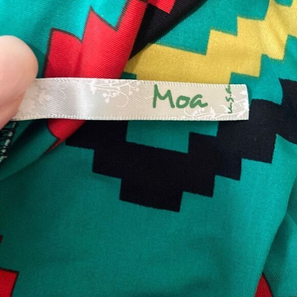 Moa Maxi Skirt Green Red Yellow Cream Digital Chevron Skirt Size Small - Picture 2 of 7